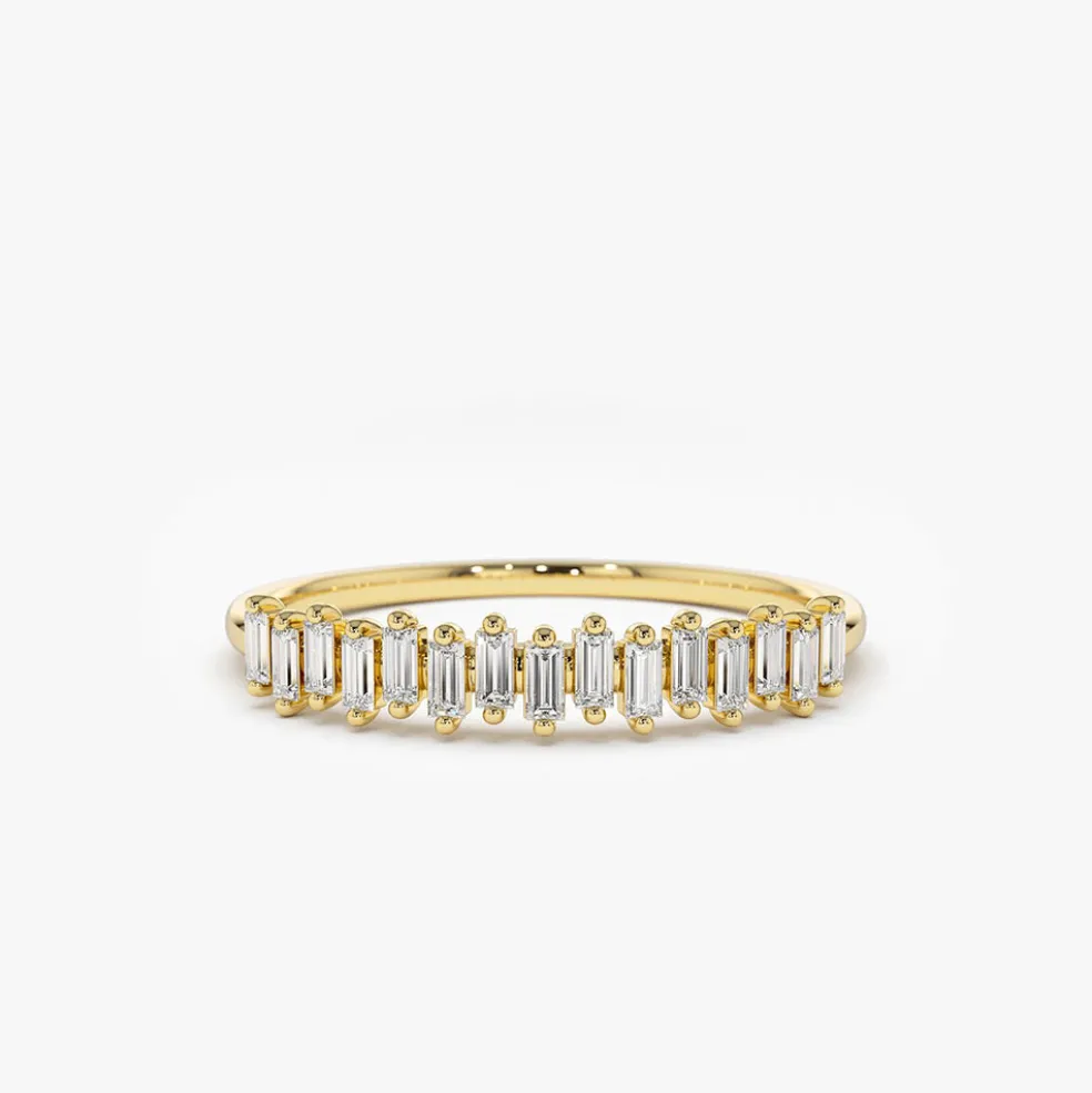 14K Gold Stackable Vertical Baguette Diamond Ring