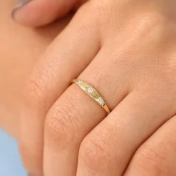 14K Gold Star Setting 3 Diamond Stacking Ring