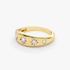 14k Gold Star Setting Graduating Diamond Statement Ring