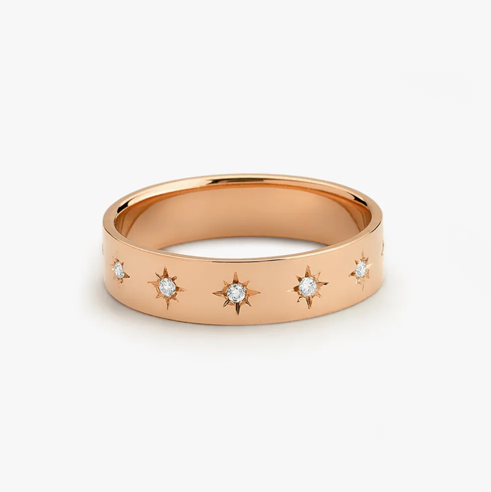 14K Gold Starburst Band