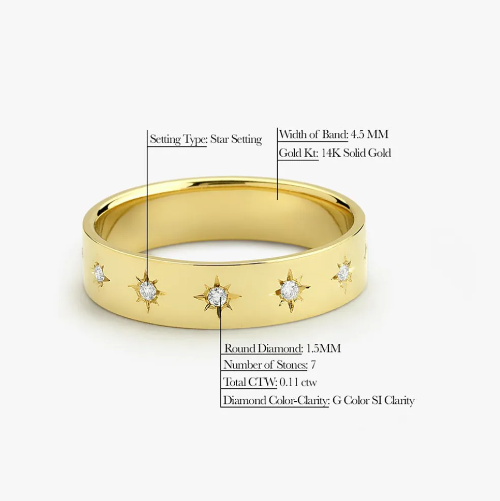 14K Gold Starburst Band
