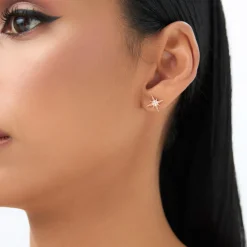 14K Gold Starburst Diamond Earrings