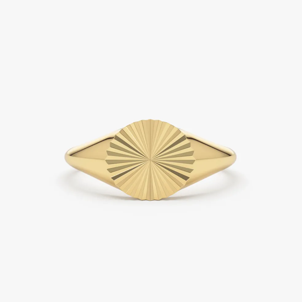 14k Gold Sun Signet Ring