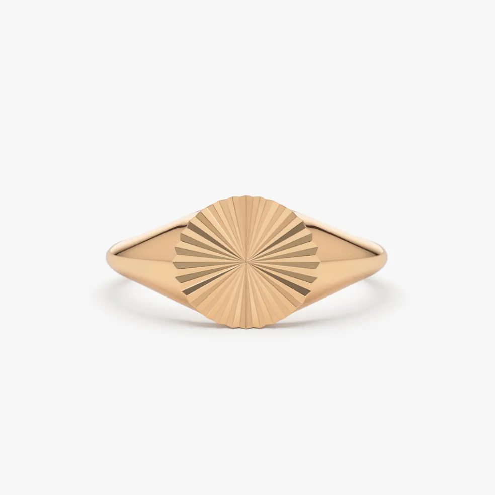 14k Gold Sun Signet Ring