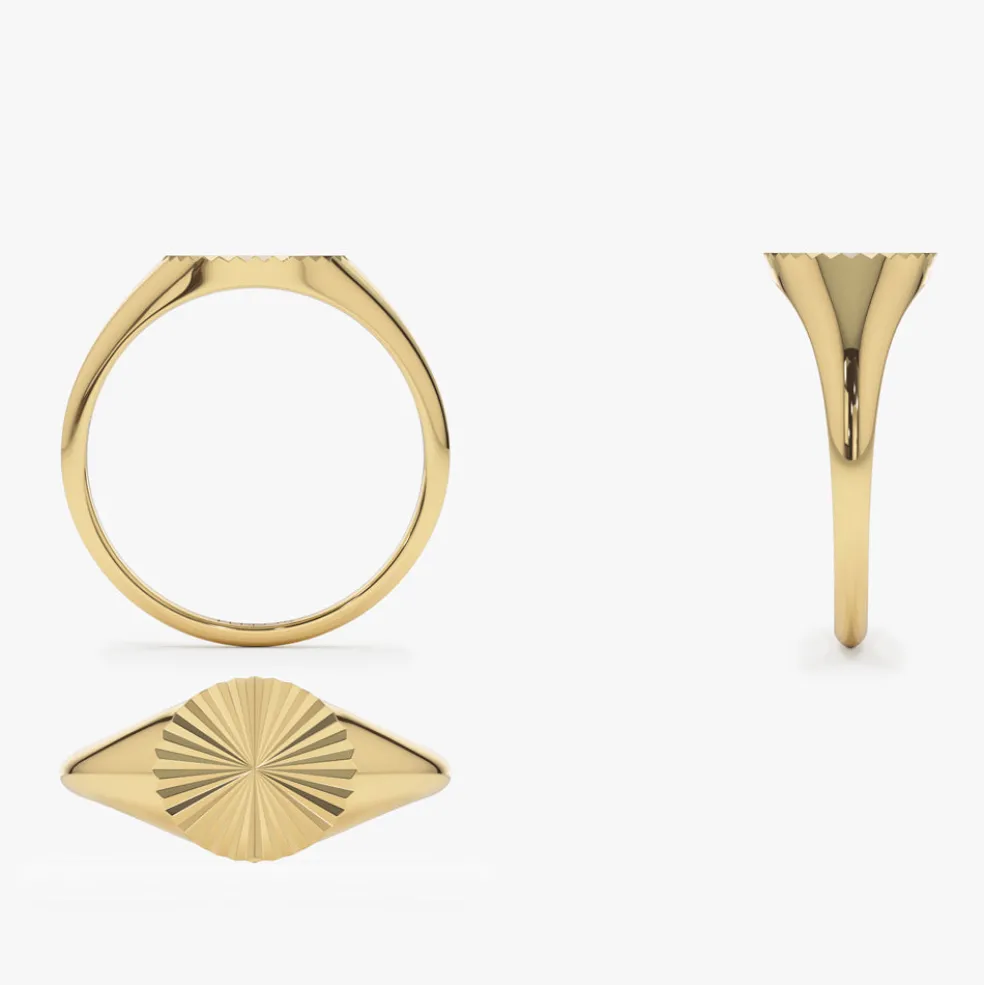 14k Gold Sun Signet Ring