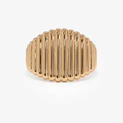 14k Gold Tapered Ribbed Statement Band