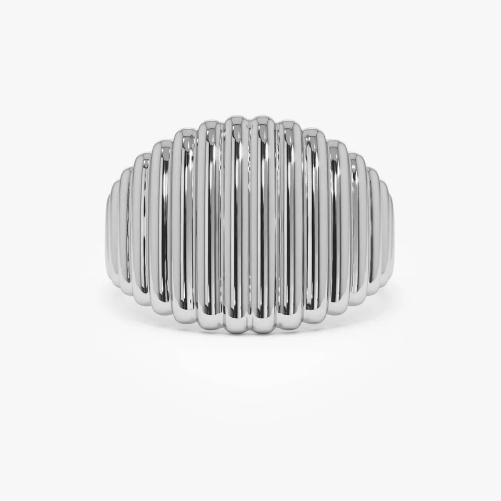 14k Gold Tapered Ribbed Statement Band