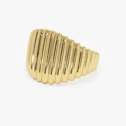 14k Gold Tapered Ribbed Statement Band