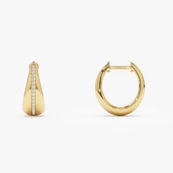 14k Gold Teardrop Diamond Hoop Earrings