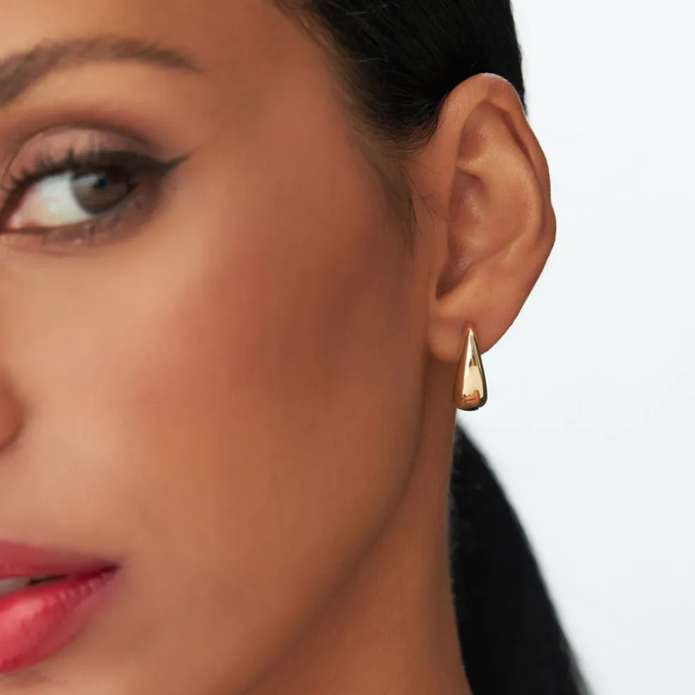 14k Gold Teardrop Hoop Earrings