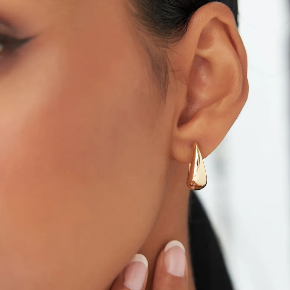 14k Gold Teardrop Hoop Earrings