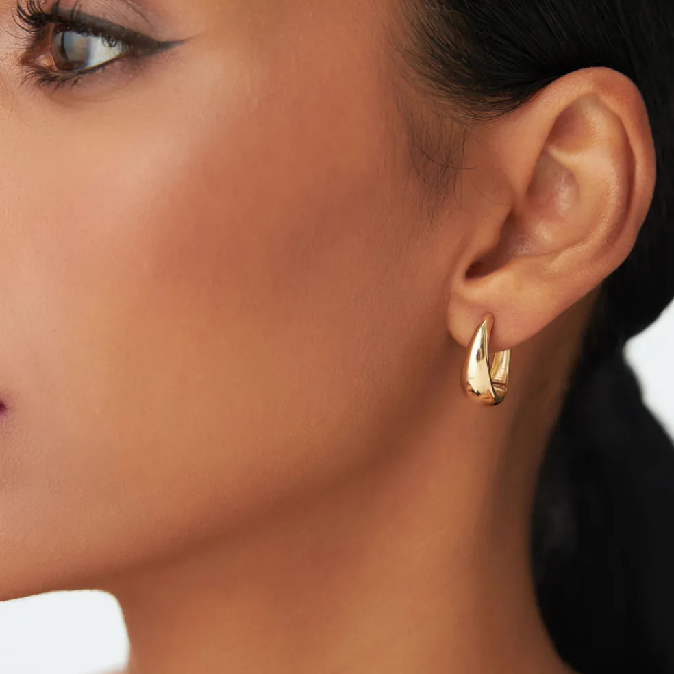 14k Gold Teardrop Hoop Earrings