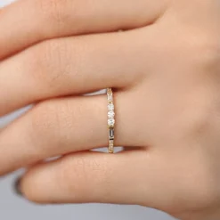 14K Gold Three Diamond Equilibrium Ring