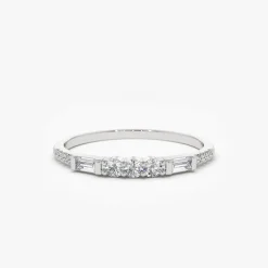 14K Gold Three Diamond Equilibrium Ring