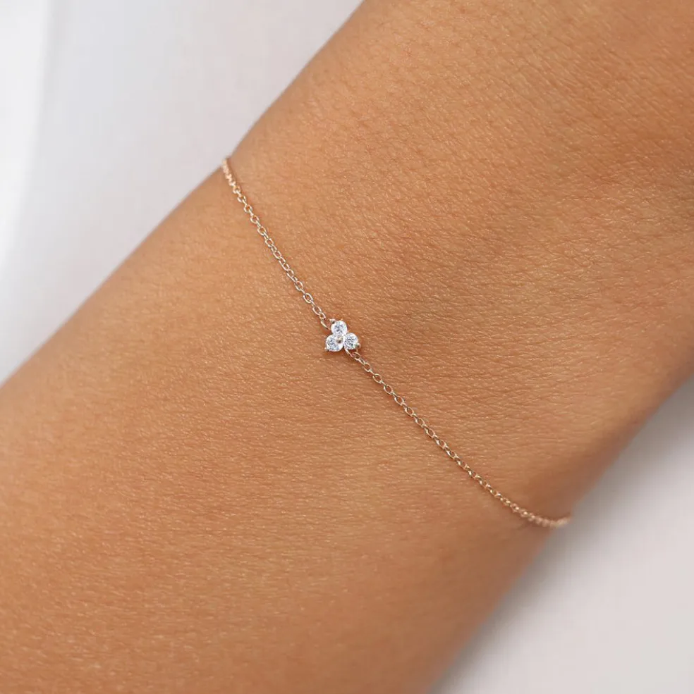 14K Gold Three Diamond Floating Bracelet
