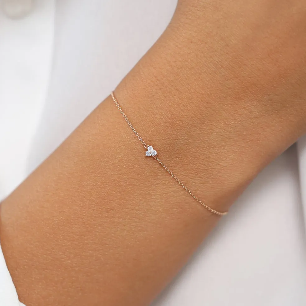 14K Gold Three Diamond Floating Bracelet