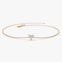 14K Gold Three Diamond Floating Bracelet