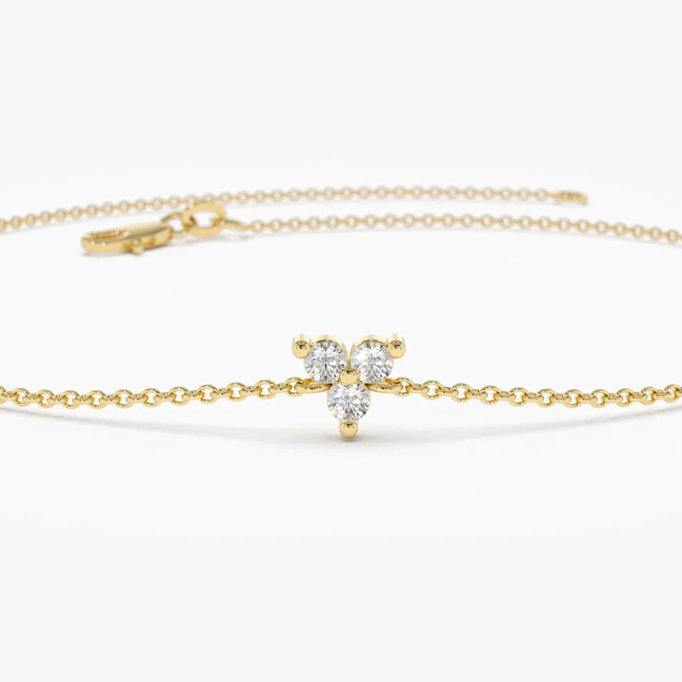 14K Gold Three Diamond Floating Bracelet