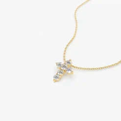 14K Gold Tiny Diamond Cross Necklace