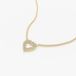 14K Gold Tiny Diamond Heart Necklace