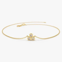 14K Gold Triangle Trio Dainty Diamond Bracelet