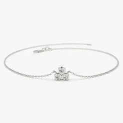 14K Gold Triangle Trio Dainty Diamond Bracelet
