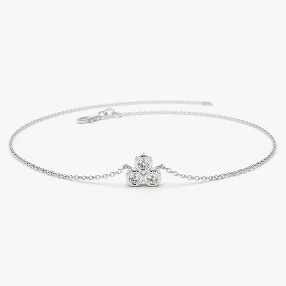 14K Gold Triangle Trio Dainty Diamond Bracelet
