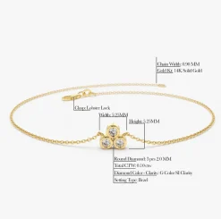 14K Gold Triangle Trio Dainty Diamond Bracelet