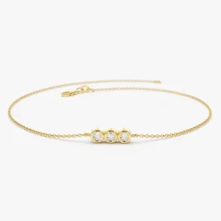 14K Gold Trio Diamond Bracelet with Thin Chain