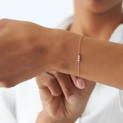 14K Gold Trio Diamond Bracelet with Thin Chain