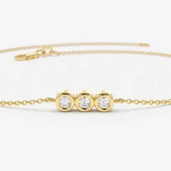 14K Gold Trio Diamond Bracelet with Thin Chain