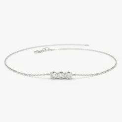 14K Gold Trio Diamond Bracelet with Thin Chain
