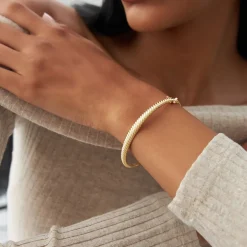 14K Gold Twist Bangle Bracelet