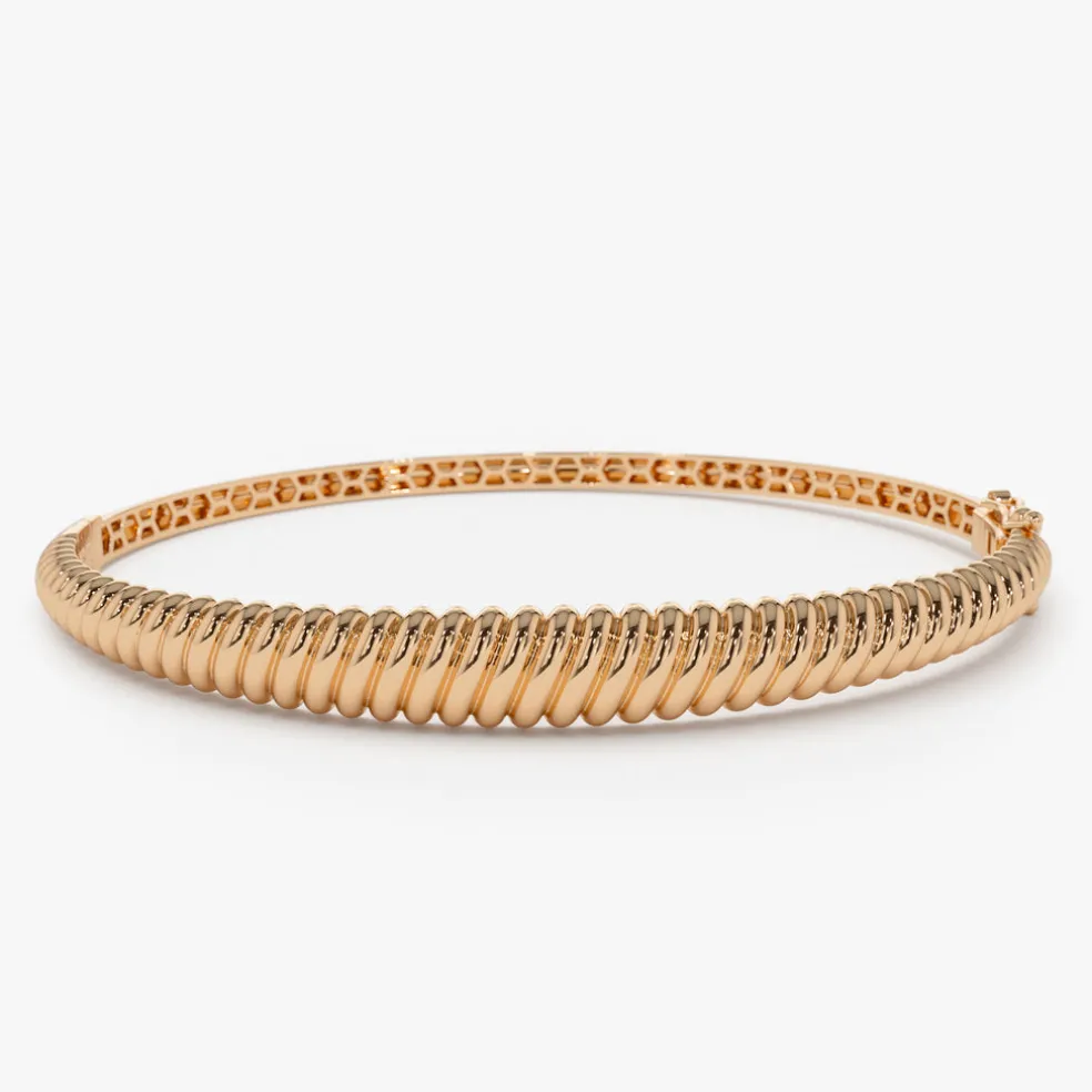 14K Gold Twist Bangle Bracelet