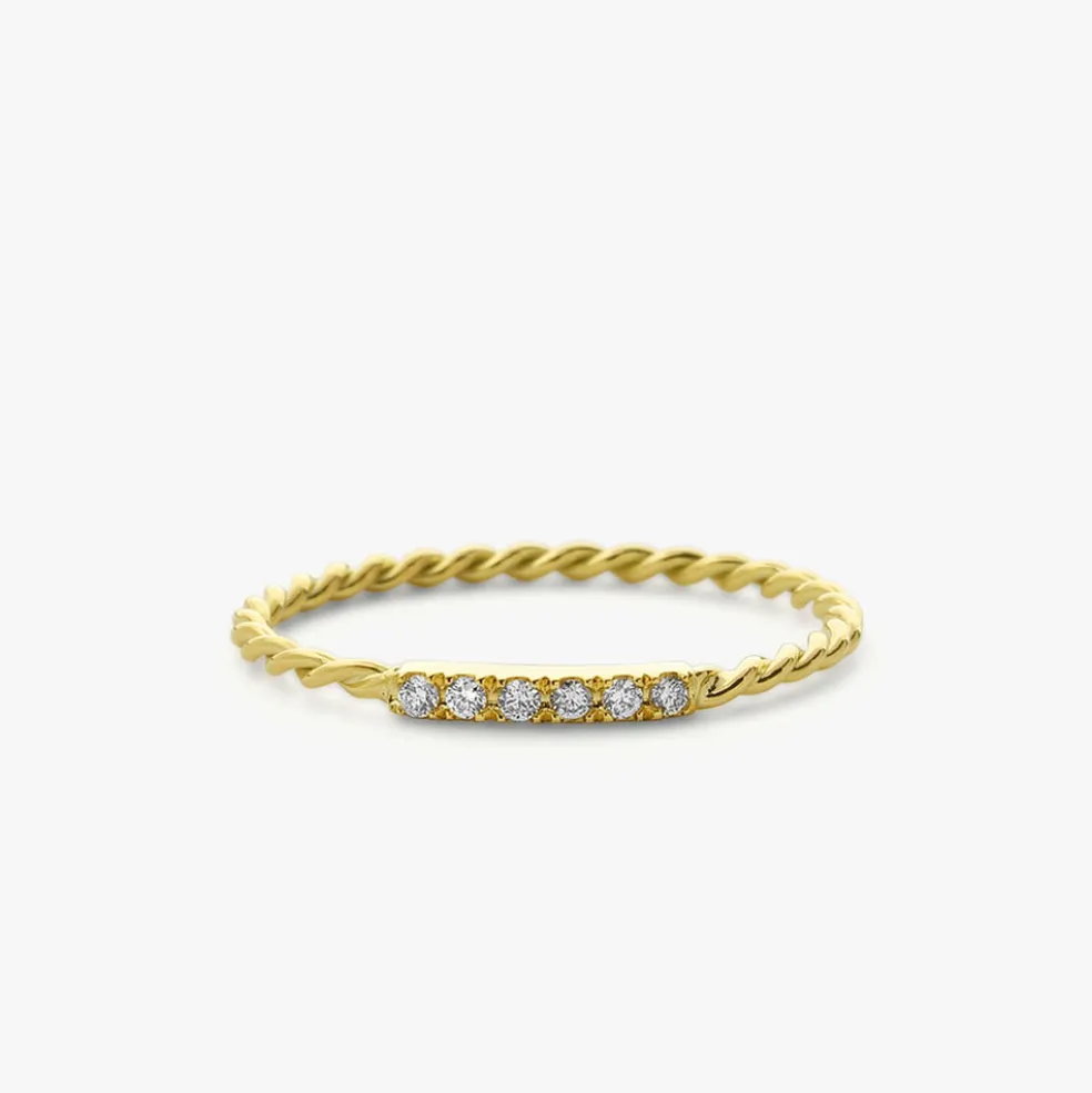 14K Gold Twisted Diamond Wedding Band