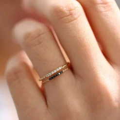 14K Gold Twisted Diamond Wedding Band
