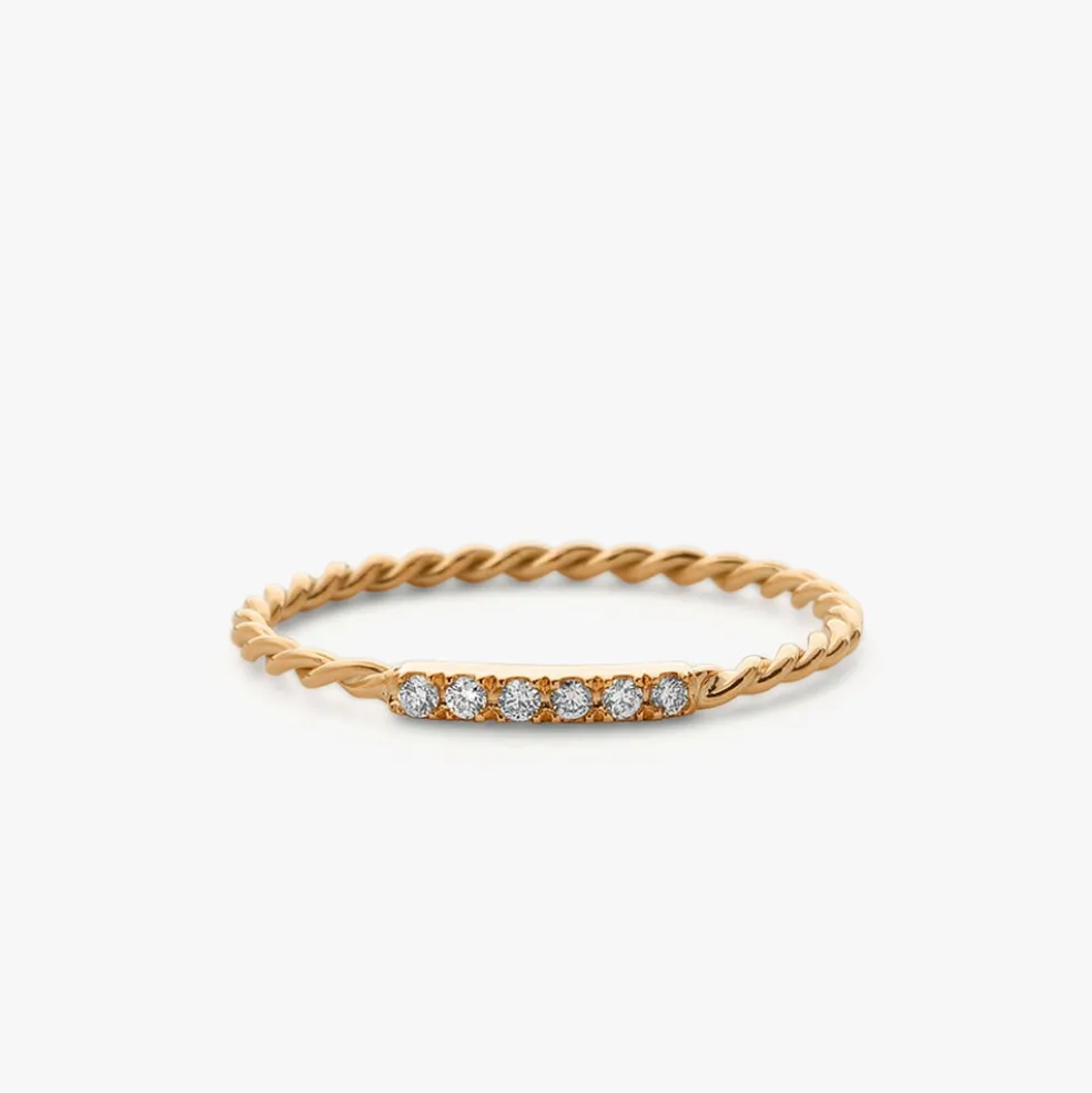14K Gold Twisted Diamond Wedding Band