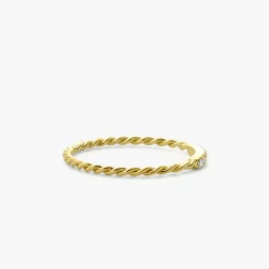 14K Gold Twisted Diamond Wedding Band