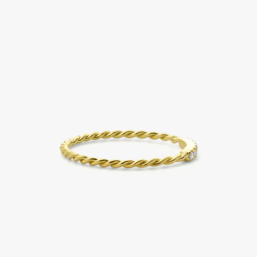 14K Gold Twisted Diamond Wedding Band