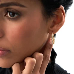 14K Gold Twisted Rope Oval Hoop Earrings