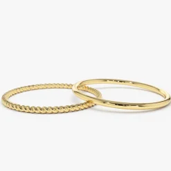 14K Gold Twisted Rope Ring Set