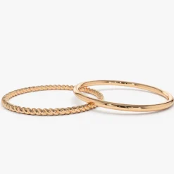 14K Gold Twisted Rope Ring Set