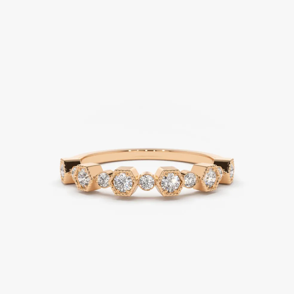 14K Gold Unique Diamond Anniversary Ring