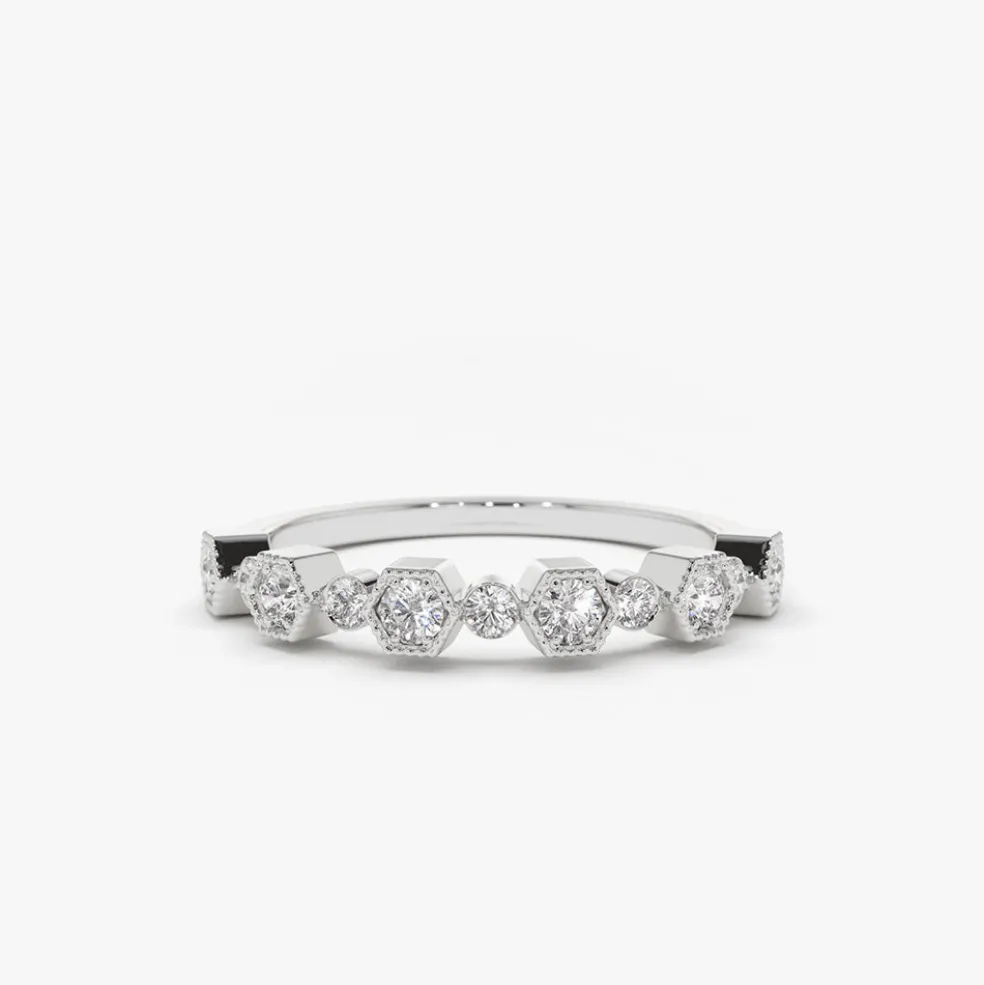 14K Gold Unique Diamond Anniversary Ring