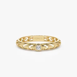 14k Gold Unique Diamond Modern Ring