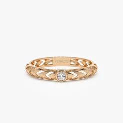 14k Gold Unique Diamond Modern Ring