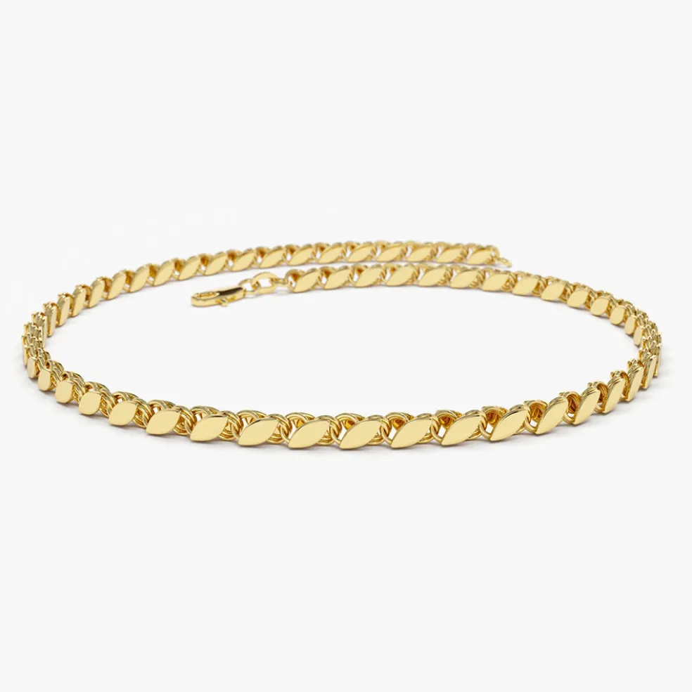 14K Gold Unique Marquise Shape Bracelet
