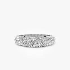 14k Gold Unique Twist Design Pave Diamond Ring