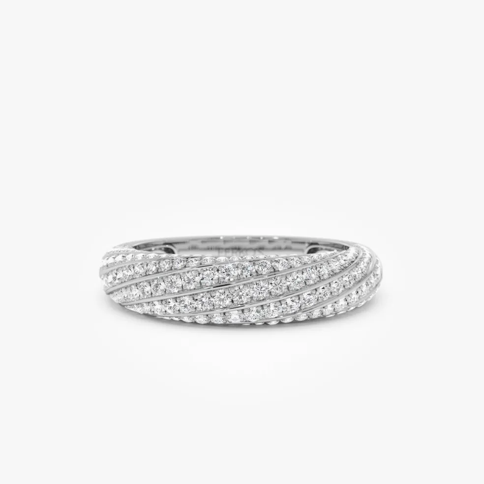 14k Gold Unique Twist Design Pave Diamond Ring
