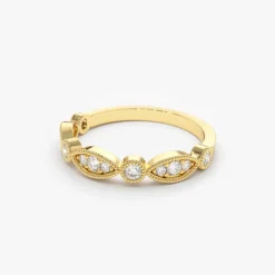 14K Gold Vintage Style Diamond Wedding Ring